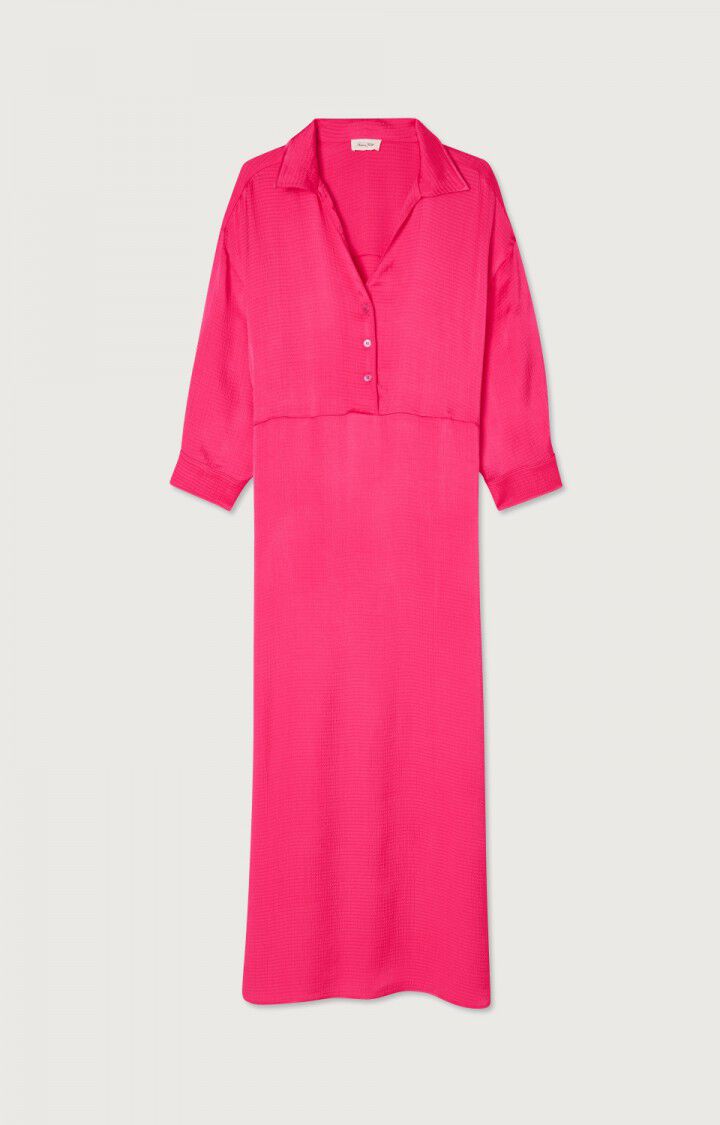 american vintage Robe femme Shaning - ROSE FLUO 39 Manches longues Rose - H23B