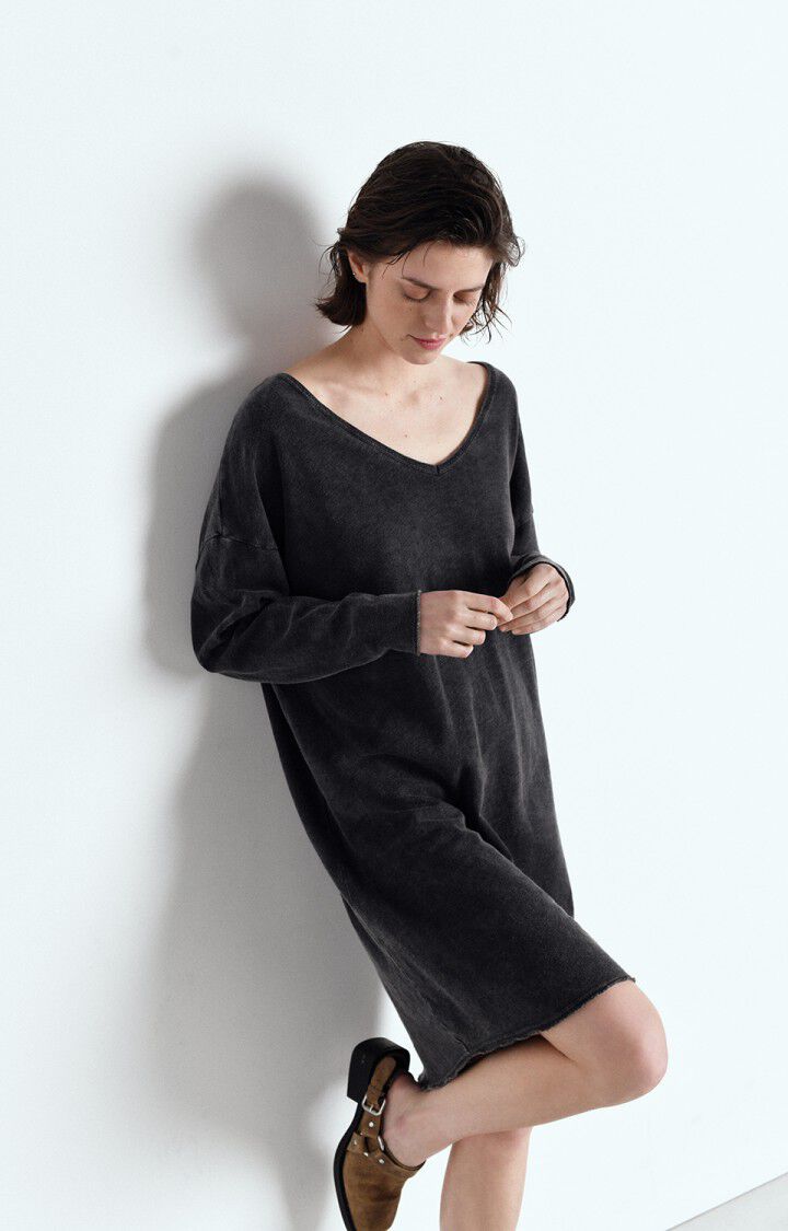 American Vintage Robe Femme Sonoma - NOIR VINTAGE 47 Manches Longues Noir - E25