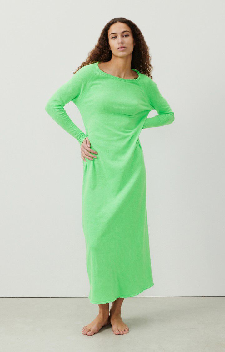 american vintage Robe femme Sonoma - PERRUCHE FLUO 67 Manches longues Vert - E24