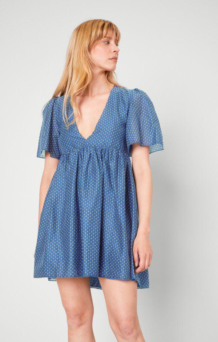american vintage Robe femme Timolet - COLETTE Manches courtes Bleu - E20