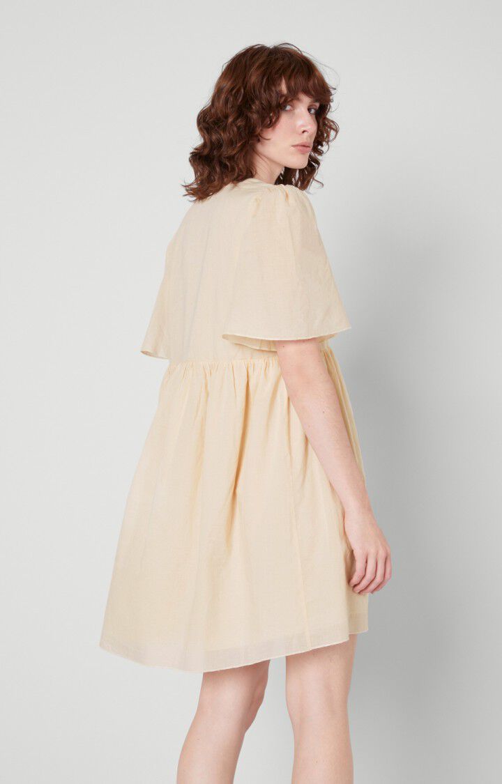 American Vintage Robe Femme Timolet - ECRU Manches Courtes Beige - E20