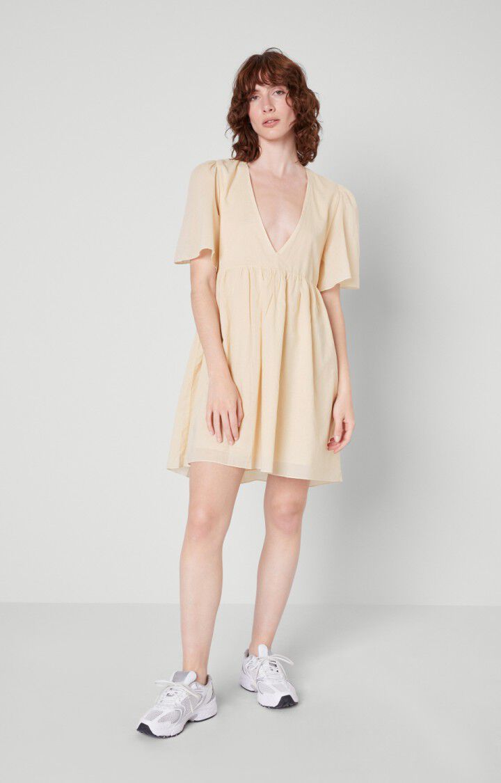 American Vintage Robe Femme Timolet - ECRU Manches Courtes Beige - E20