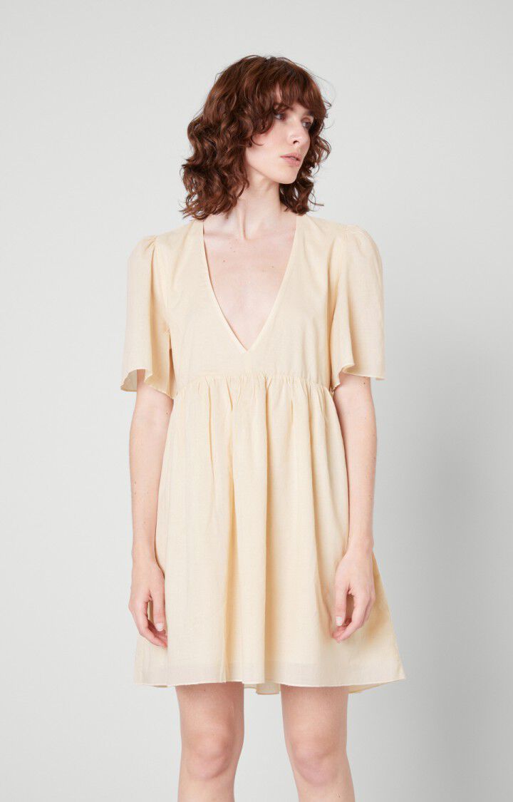 american vintage Robe femme Timolet - ECRU Manches courtes Beige - E20