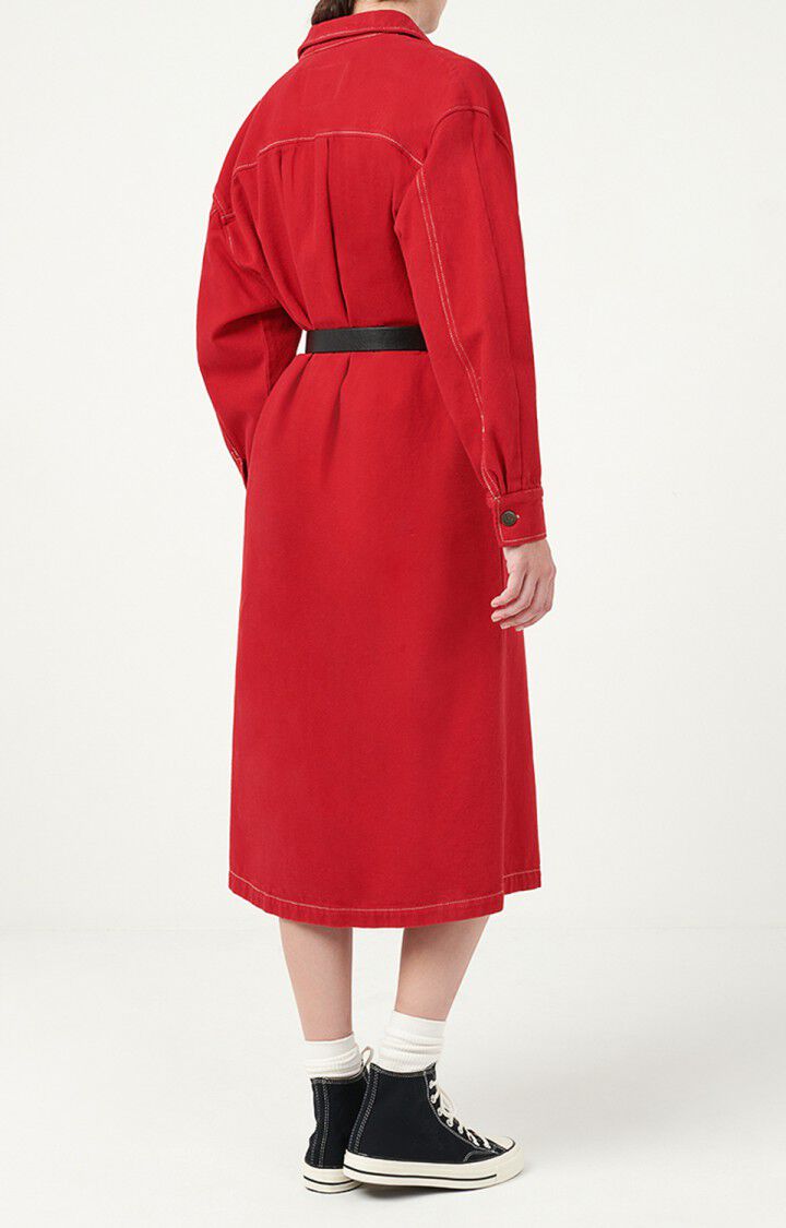 American Vintage Robe Femme Tineborow - COUP DE FOUDRE Manches Longues Rouge - H21