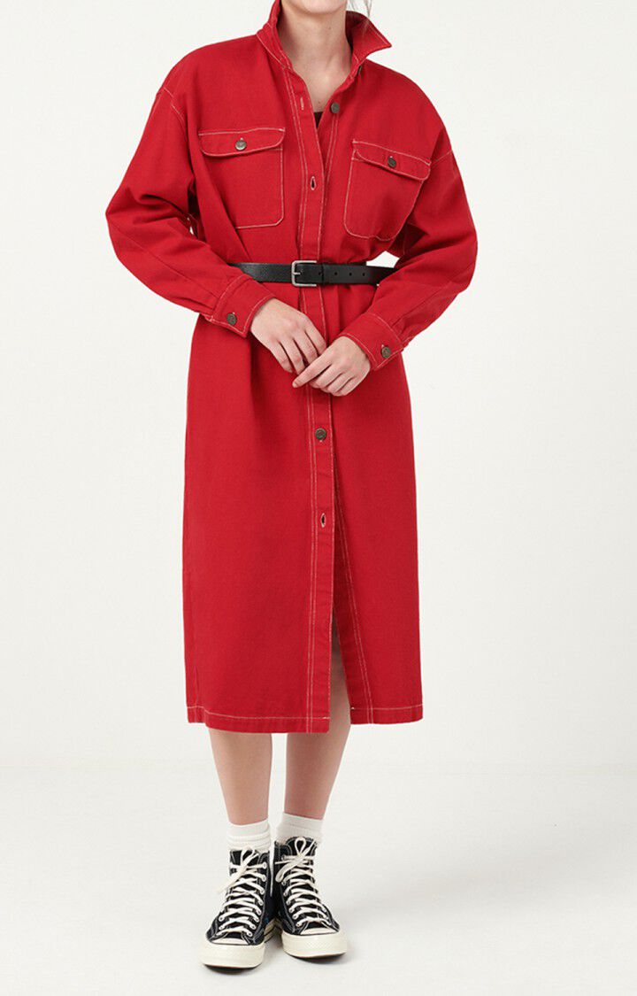 American Vintage Robe Femme Tineborow - COUP DE FOUDRE Manches Longues Rouge - H21