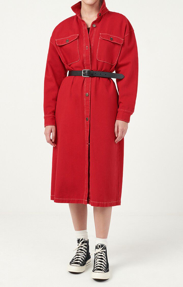 american vintage Robe femme Tineborow - COUP DE FOUDRE Manches longues Rouge - H21