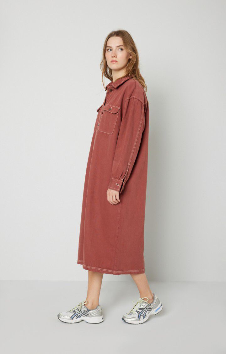 American Vintage Robe Femme Tineborow - DESIR Manches Longues Marron - H21