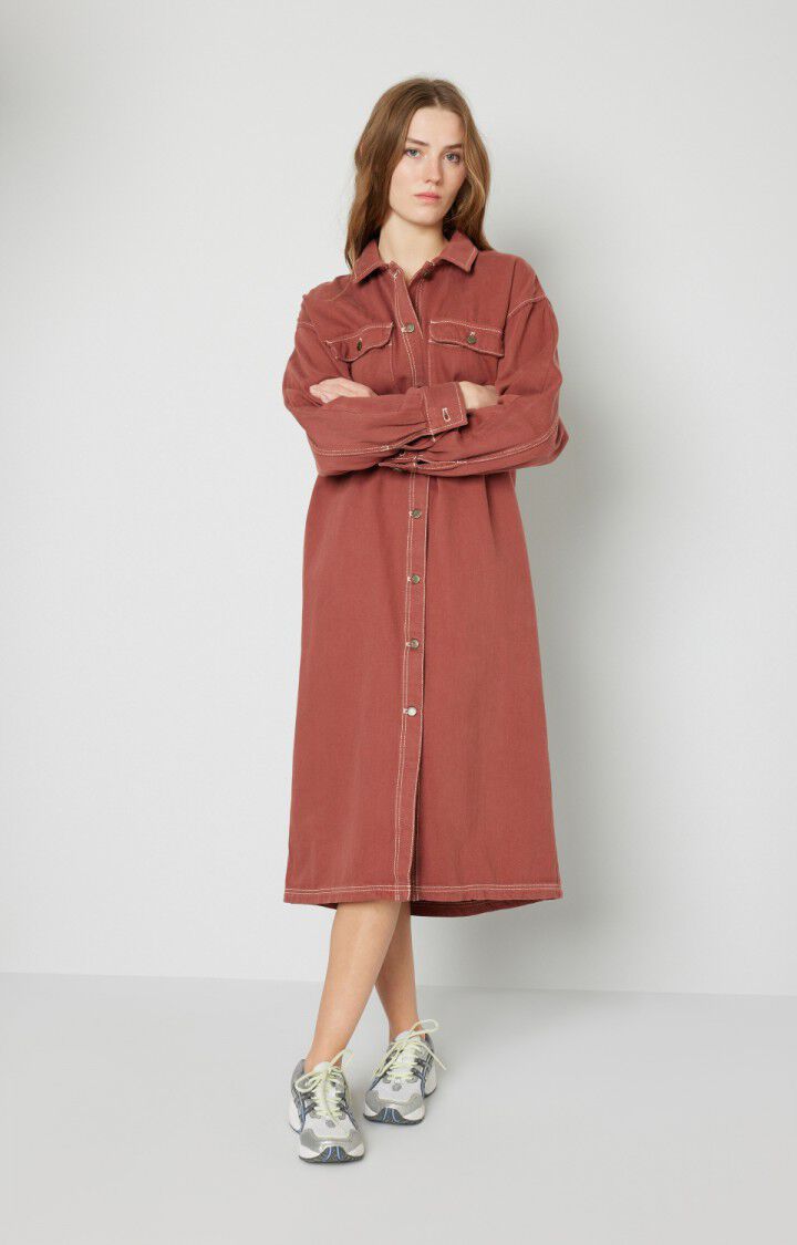 american vintage Robe femme Tineborow - DESIR Manches longues Marron - H21