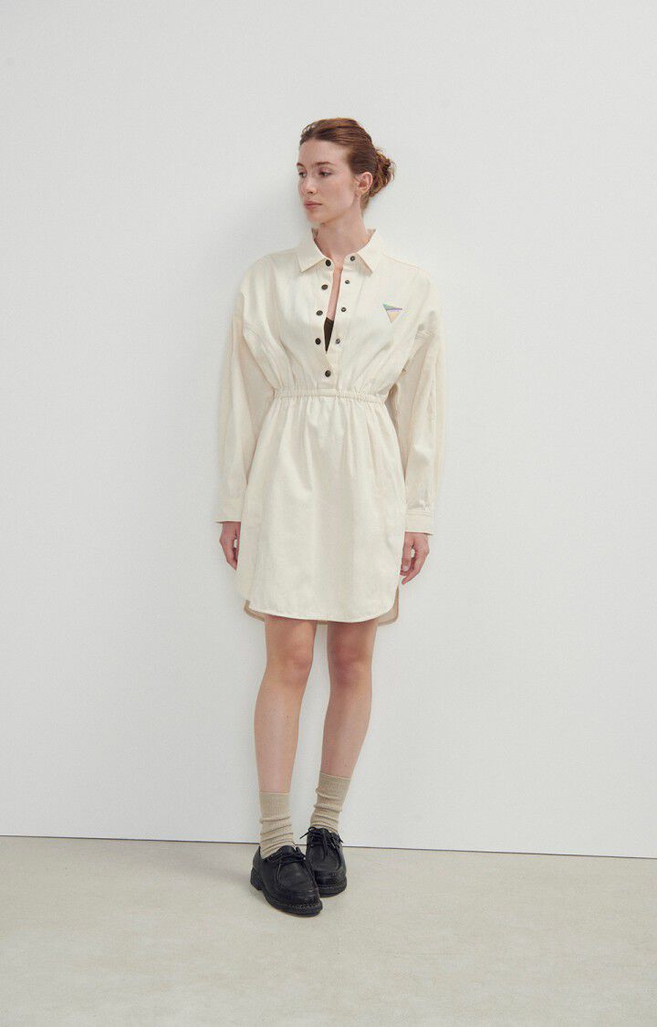 american vintage Robe femme Tirabay - ECRU 54 Manches longues Beige - H23