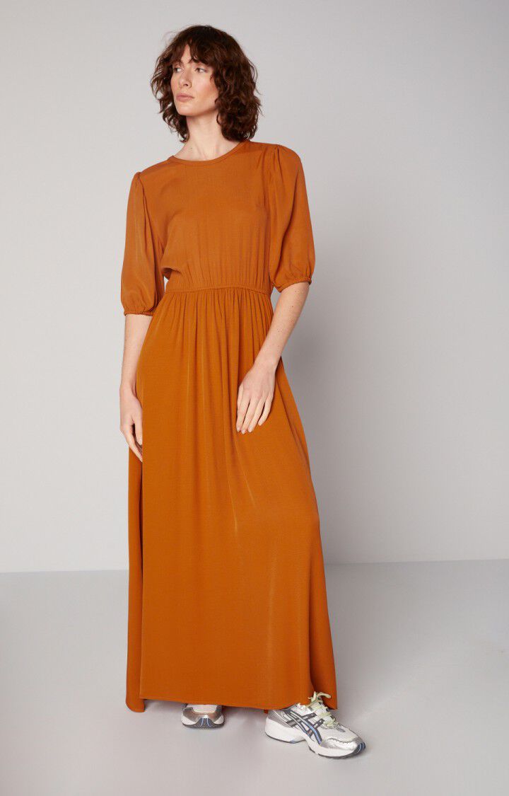 american vintage Robe femme Totitouk - ORIENT Manches courtes Orange - E19