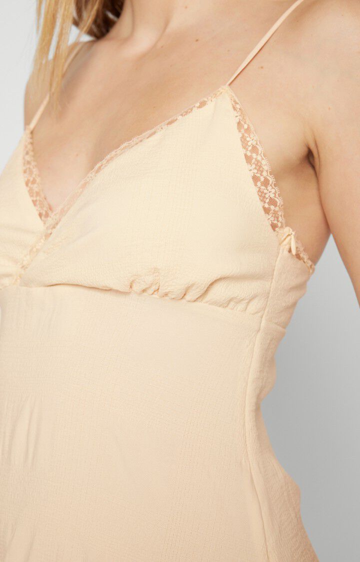 American Vintage Robe Femme Toty - VANILLE Fines Bretelles Beige - E22