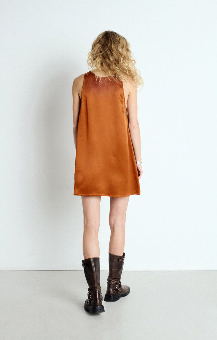 American Vintage Robe Femme Unyl - CANNELLE Fines Bretelles Marron - E25