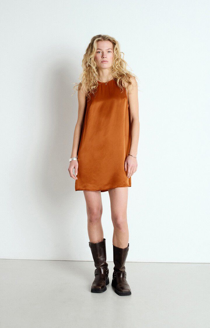 american vintage Robe femme Unyl - CANNELLE Fines bretelles Marron - E25