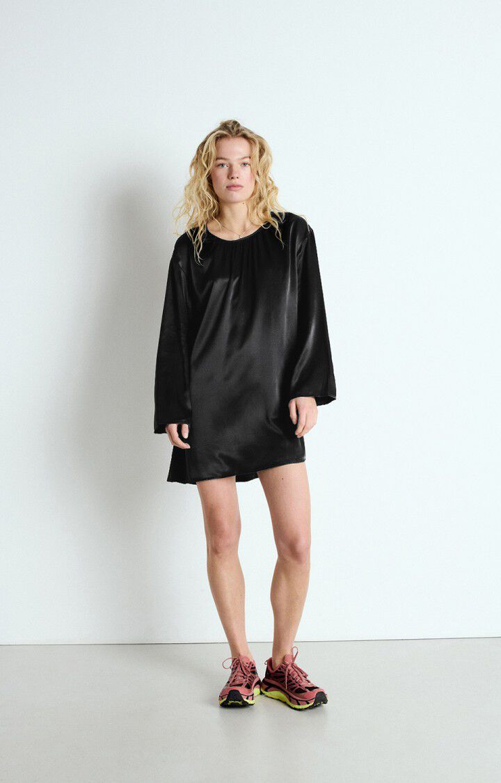 american vintage Robe femme Unyl - CARBONE 54 Manches longues Noir - E25