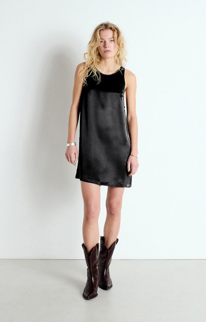 american vintage Robe femme Unyl - CARBONE Fines bretelles Noir - E25