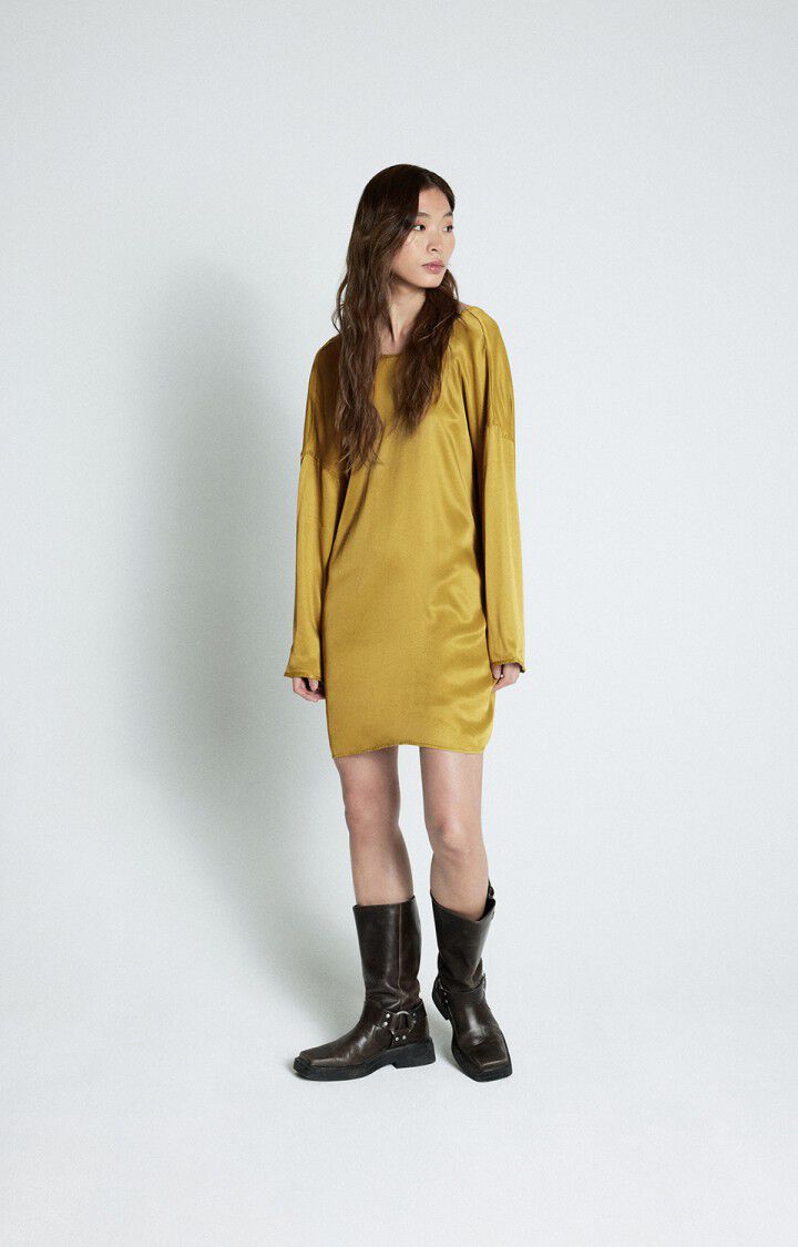 American Vintage Robe Femme Unyl - MORDORE 45 Manches Longues Jaune - H24