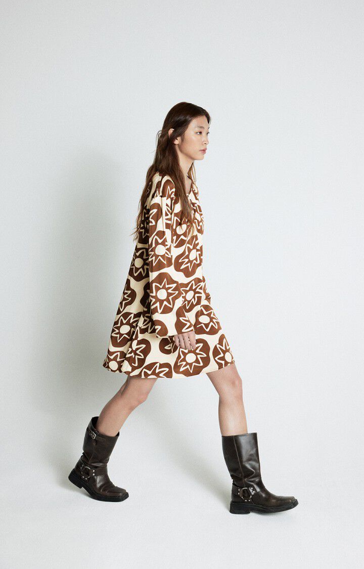 American Vintage Robe Femme Varym - BABETH 52 Manches Longues Marron - H24