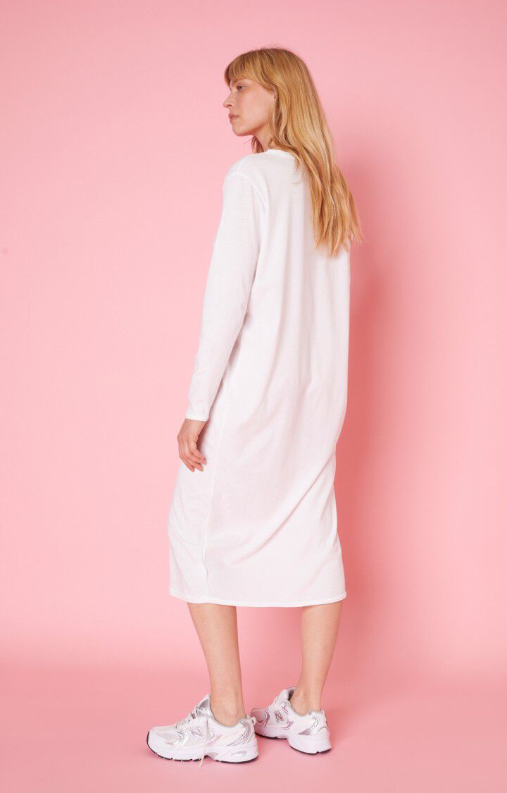 American Vintage Robe Femme Vegiflower - BLANC Manches Longues Blanc - E21