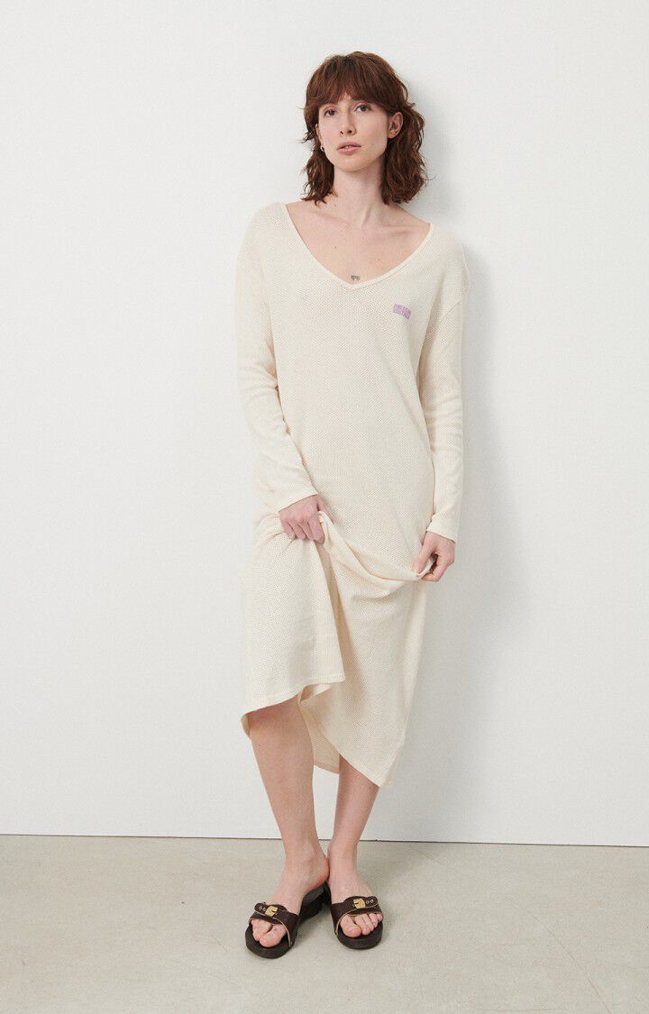 American Vintage Robe Femme Vifabeach - ECRU 53 Manches Longues Beige - E24