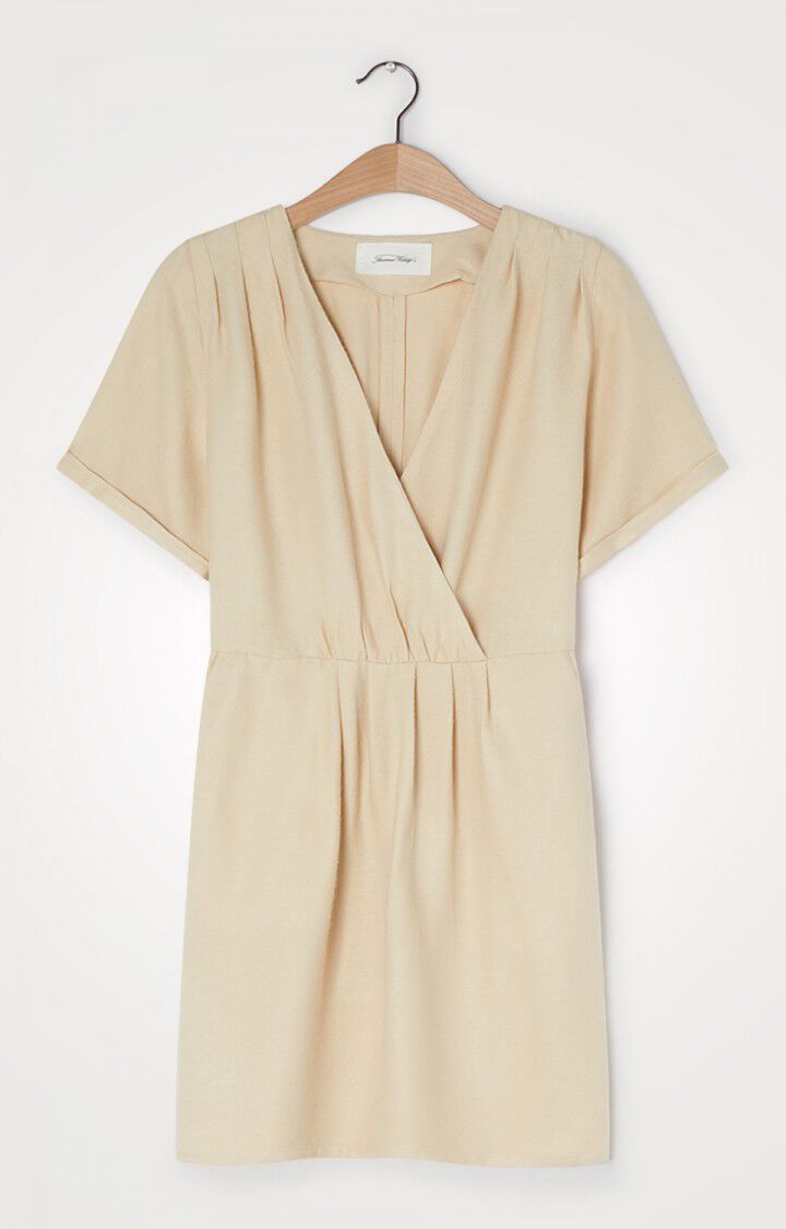 American Vintage Robe Femme Vimbow - ECRU CHINE Manches Courtes Beige - H20