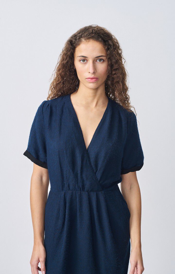 American Vintage Robe Femme Vimbow - NAVY CHINE Manches Courtes Bleu - H20