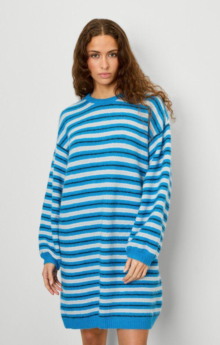 american vintage Robe femme Vitow - RAYURES SPORT 57 Manches longues Bleu - E23