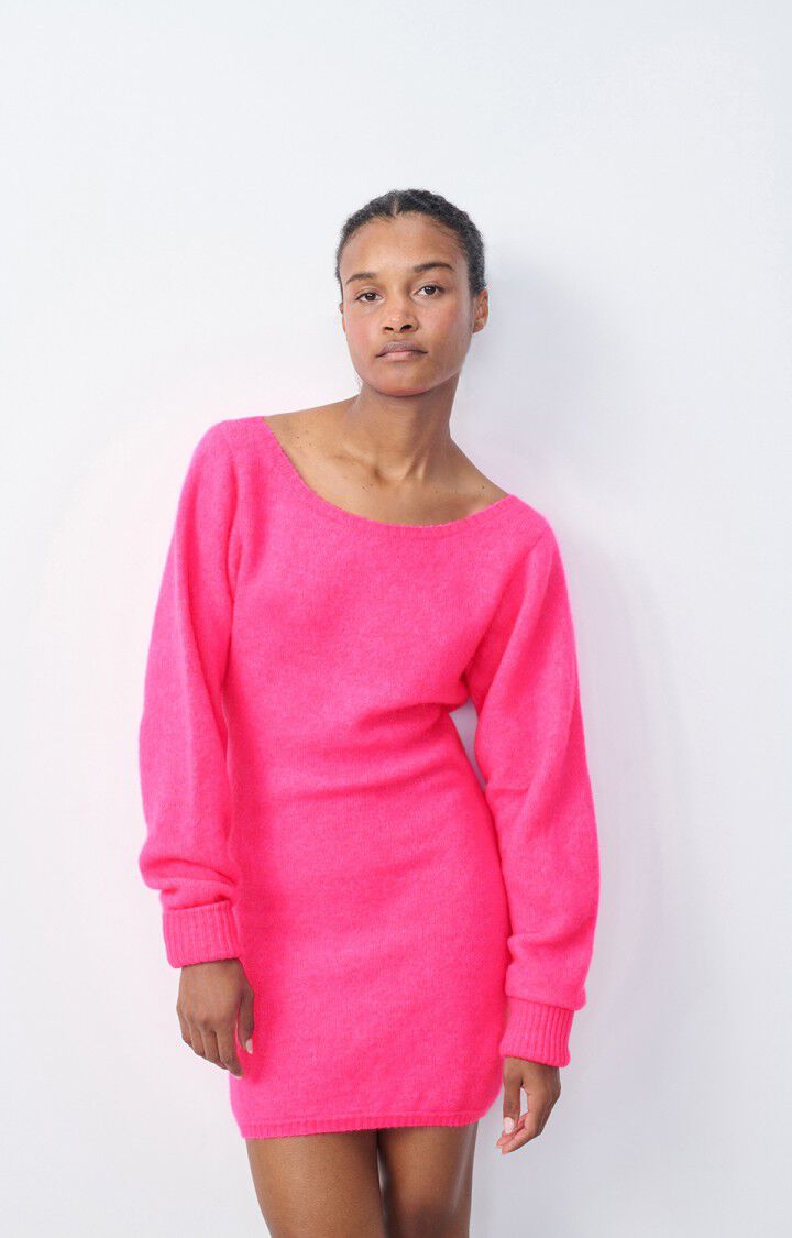 american vintage Robe femme Vitow - ROSE FLUO CHINE 62 Manches longues Rose - H23