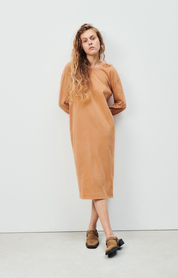 american vintage Robe femme Vupaville - NOISETIER 55 Manches longues Marron - H24