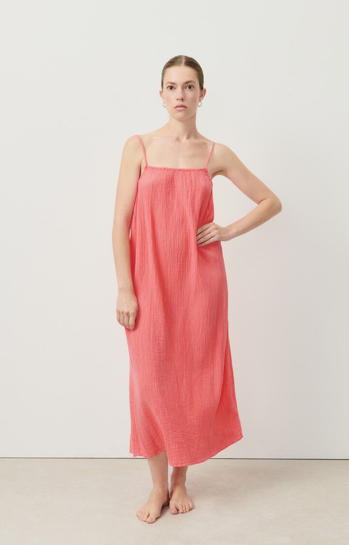 american vintage Robe femme Welow - CORAIL Fines bretelles Rose - E23