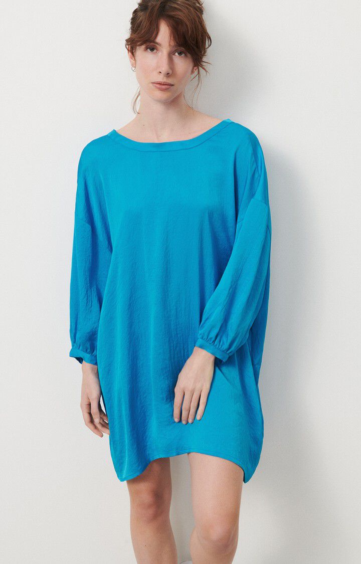 american vintage Robe femme Widland - BLEU AZUR 35 Manches 3/4 Bleu - E24