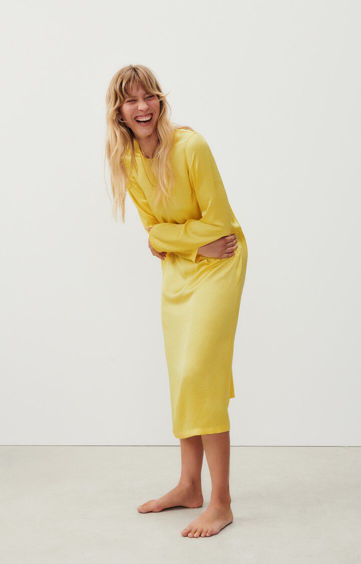 American Vintage Robe Femme Widland - CEDRAT 63 Manches Longues Jaune - H23