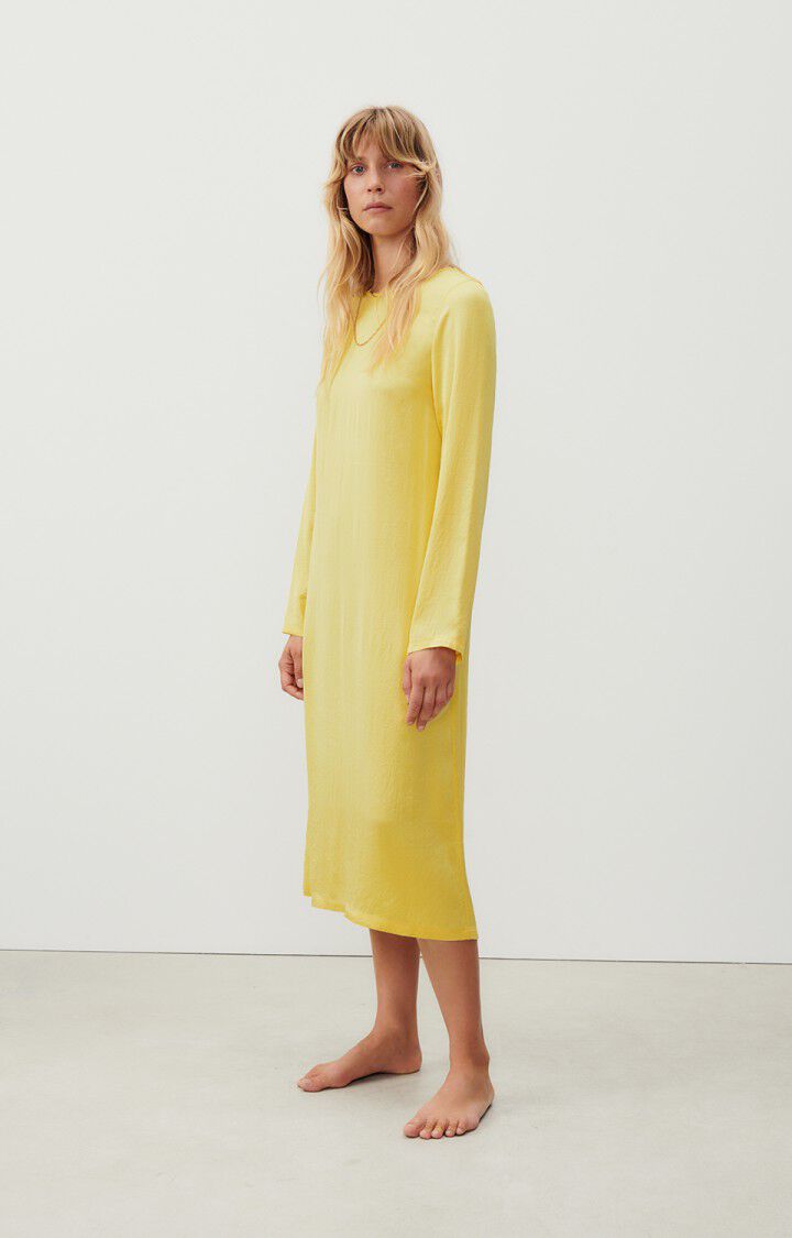 american vintage Robe femme Widland - CEDRAT 63 Manches longues Jaune - H23