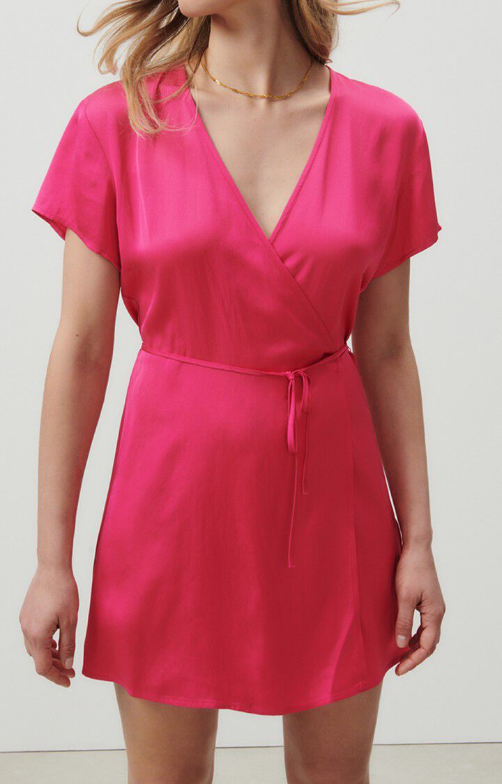 american vintage Robe femme Widland - MAGENTA 15 Manches courtes Rose - E23