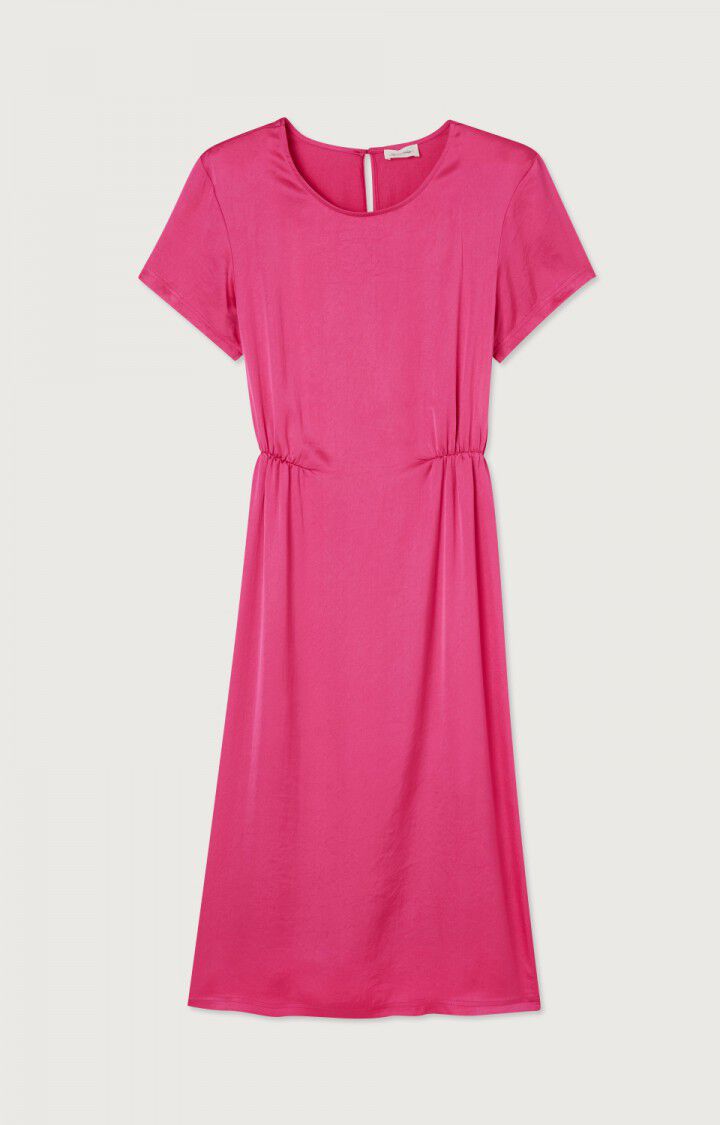 american vintage Robe femme Widland - MAGENTA Manches courtes Rose - E23B