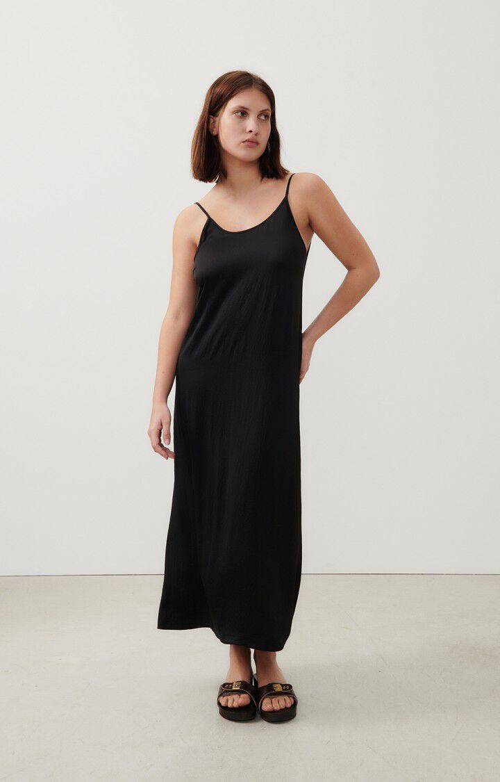 american vintage Robe femme Widland - REGLISSE 0 Fines bretelles Noir - E24