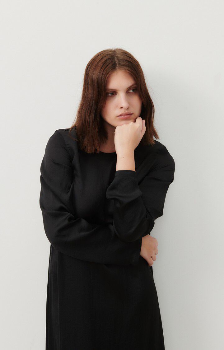 American Vintage Robe Femme Widland - REGLISSE 63 Manches Longues Noir - E24
