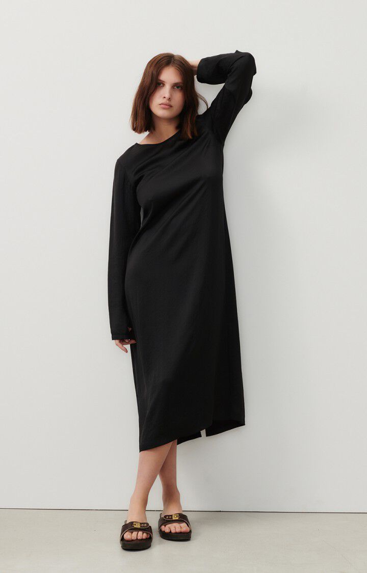 american vintage Robe femme Widland - REGLISSE 63 Manches longues Noir - E24