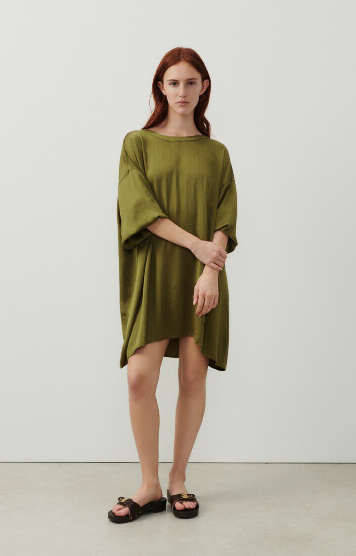 american vintage Robe femme Widland - THYM 35 Manches 3/4 Vert - E24