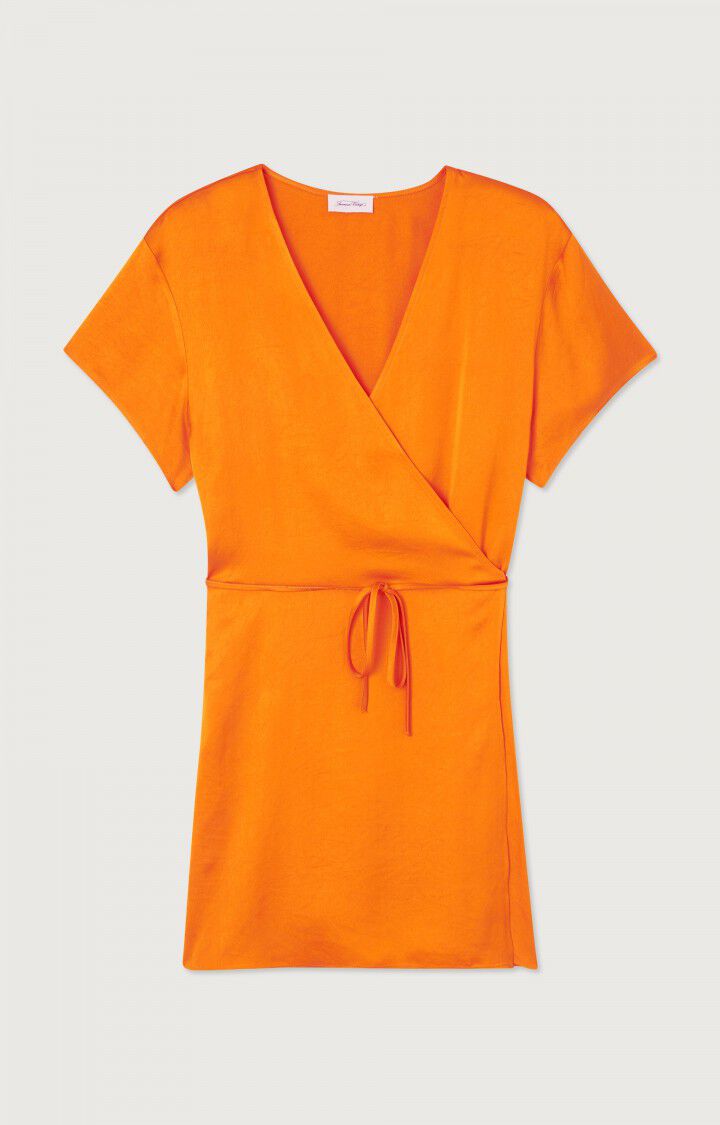 american vintage Robe femme Widland - VITAMINES Manches courtes Orange - E23B