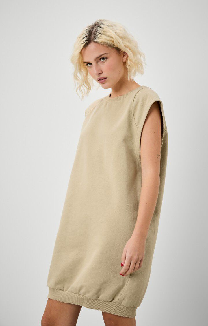 american vintage Robe femme Wititi - LATTE VINTAGE Manches courtes Beige - E21