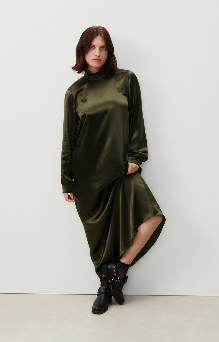 American Vintage Robe Femme Wodbay - PIN 62 Manches Longues Vert - H23