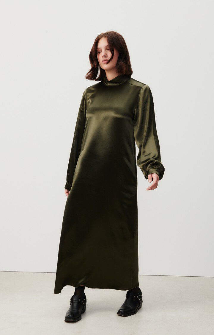 american vintage Robe femme Wodbay - PIN 62 Manches longues Vert - H23