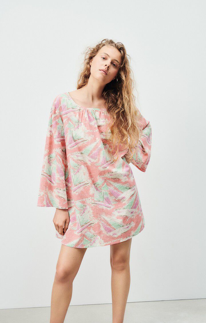 american vintage Robe femme Ylyvow - MOLLY 54 Manches longues Rose - E24