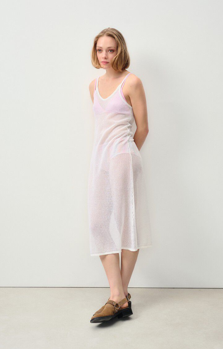 american vintage Robe femme Yogo - BLANC 0 Fines bretelles Blanc - E24