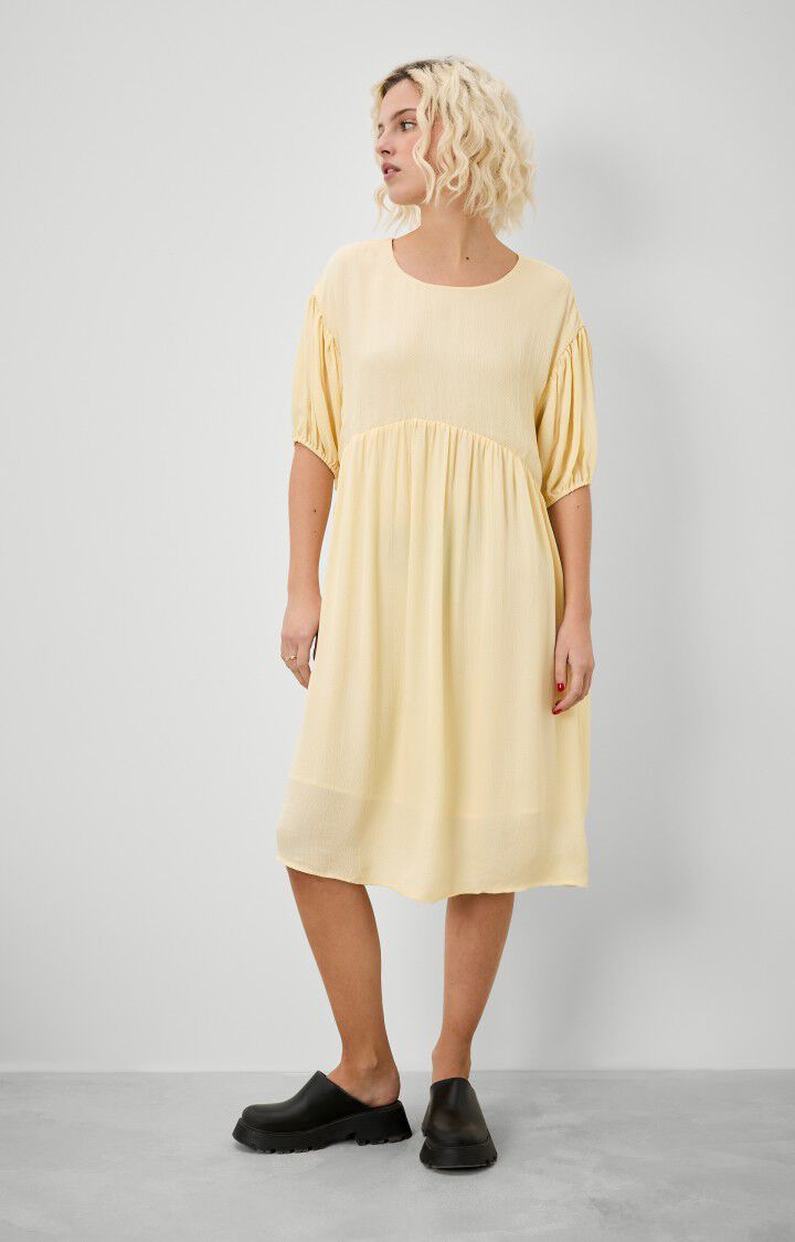 American Vintage Robe Femme Yumy - COQUILLE Manches Courtes Jaune - E22