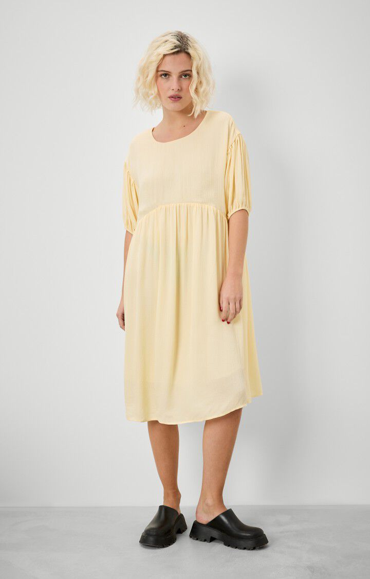 american vintage Robe femme Yumy - COQUILLE Manches courtes Jaune - E22