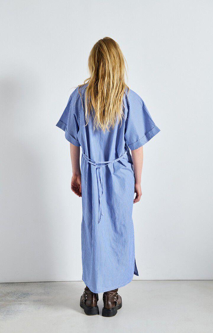 American Vintage Robe Femme Zatybay - RAYURES AQUA 39 Manches Courtes Bleu - E25