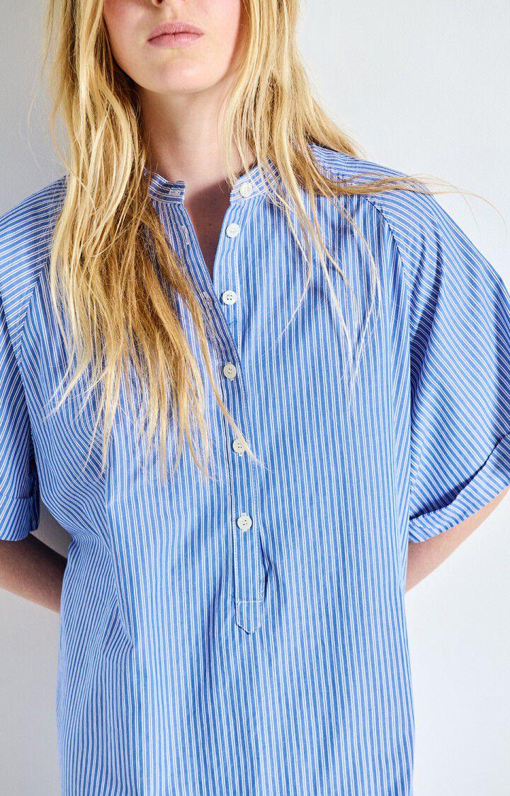 American Vintage Robe Femme Zatybay - RAYURES AQUA 39 Manches Courtes Bleu - E25