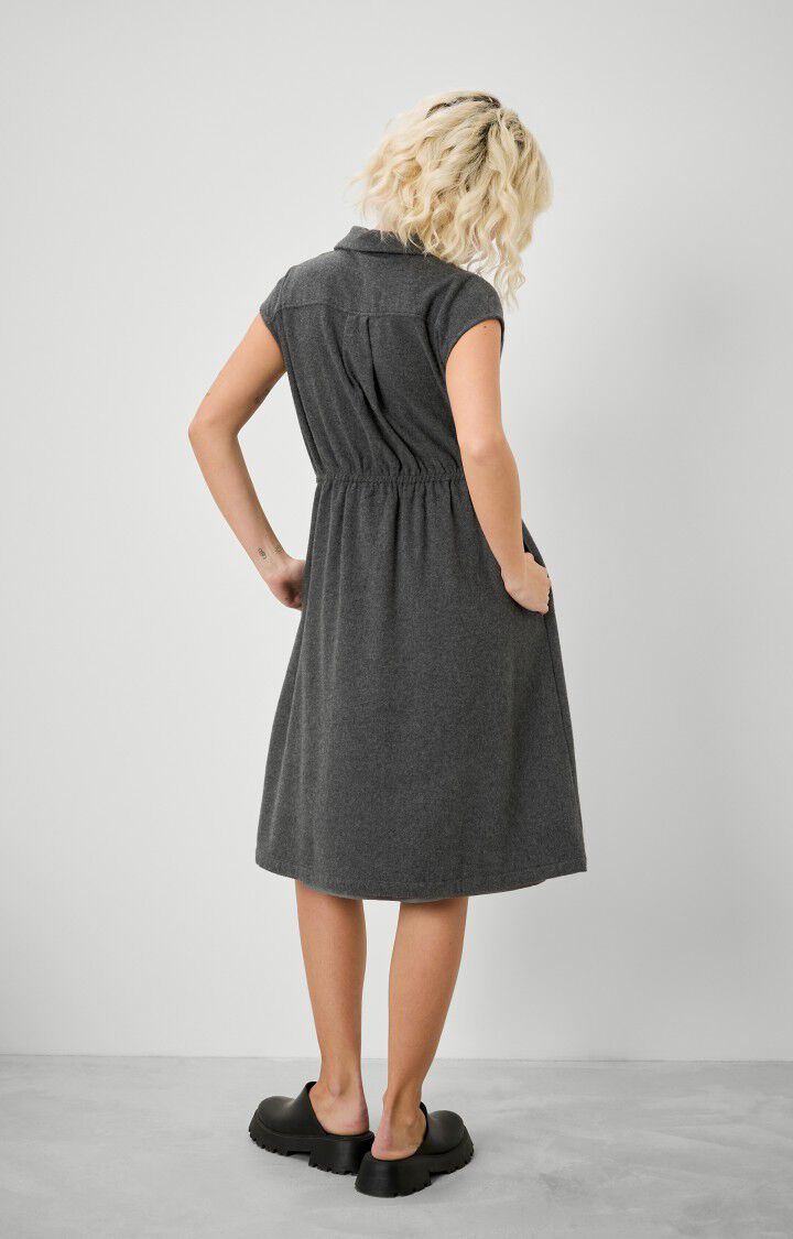 American Vintage Robe Femme Zippotam - GRIS CHINE Sans Manches Gris - H19