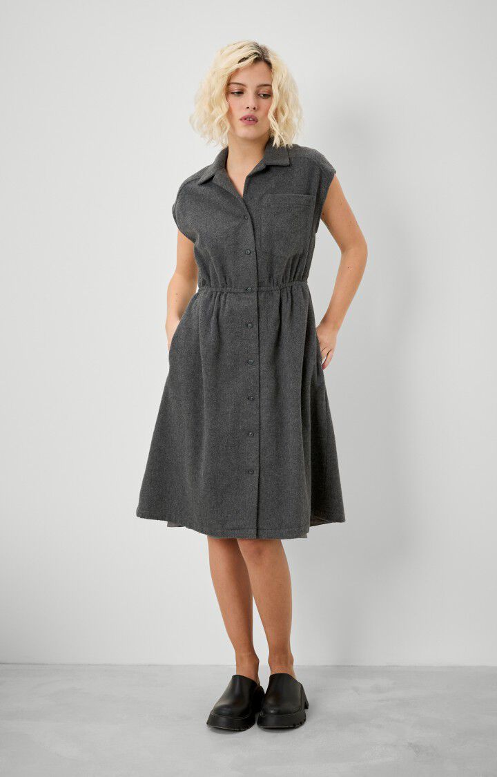 American Vintage Robe Femme Zippotam - GRIS CHINE Sans Manches Gris - H19